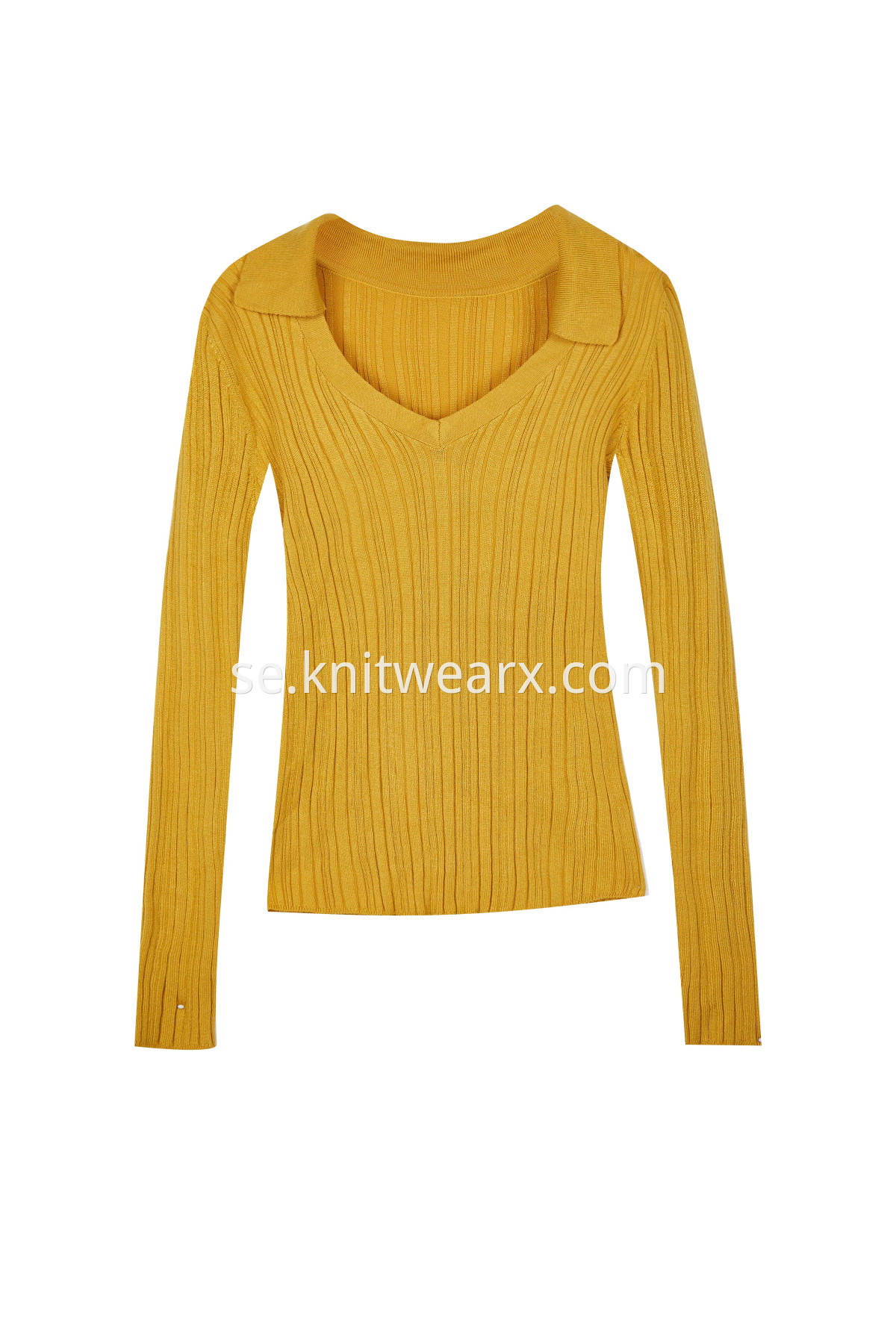Women‘s Turn-Down Collar Soft Knitted Top Pullover